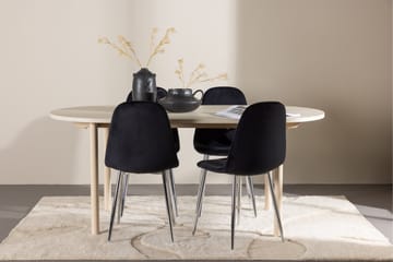 Andy Spisegruppe 180 cm Oval med 4 Polar stoler - Whitewash/Sort - Møbler - Bord - Spisegruppe