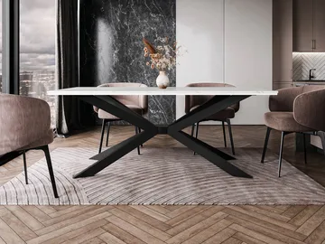 Aplung Spisebord 190 cm Rektangulær - Hvit/Svart - Møbler - Bord - Spisebord & kjøkkenbord