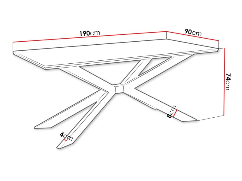 Aplung Spisebord 190 cm Rektangulær - Svart/Grå - Møbler - Bord - Spisebord & kjøkkenbord