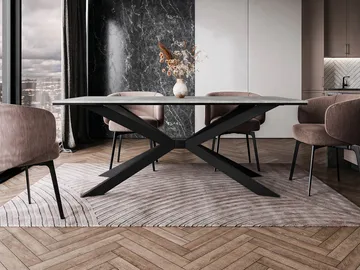 Aplung Spisebord 190 cm Rektangulær - Svart/Grå - Møbler - Bord - Spisebord & kjøkkenbord