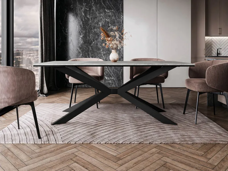 Aplung Spisebord 190 cm Rektangulær - Svart/Grå - Møbler - Bord - Spisebord & kjøkkenbord