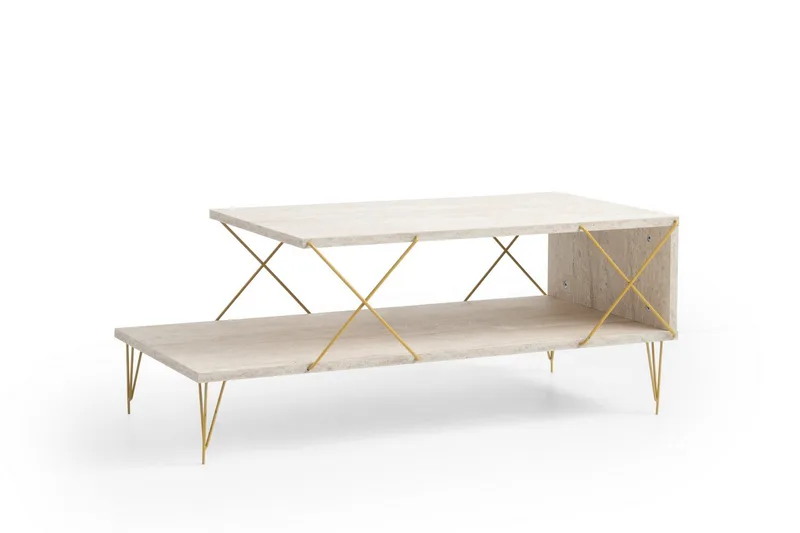 Artenay Sofabord 100 cm - Gull/Marmor - Møbler - Bord - Marmorbord