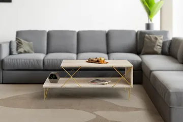 Artenay Sofabord 100 cm - Gull/Marmor - Møbler - Bord - Marmorbord