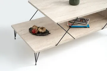 Artenay Sofabord 100 cm - Svart/Marmor - Møbler - Bord - Marmorbord