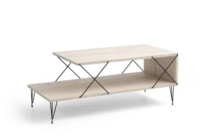 Artenay Sofabord 100 cm, Svart/Marmor