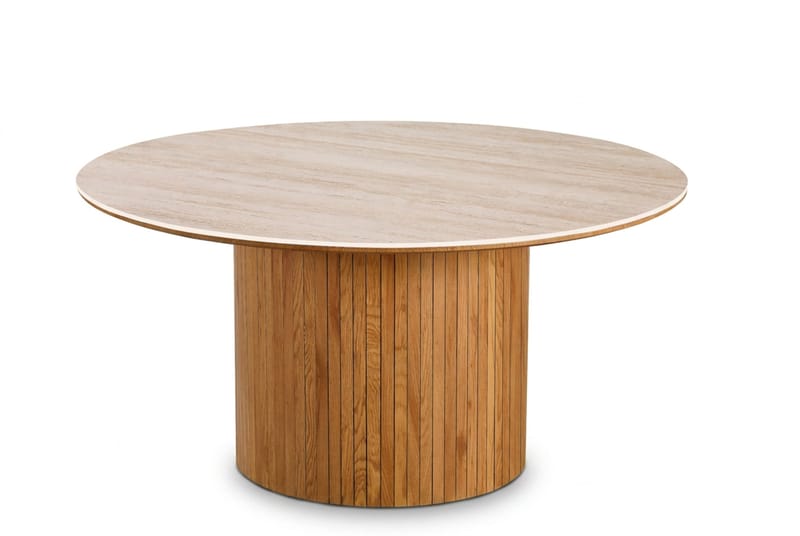 Arvo Spisebord Rundt 150 cm Travertinlook - Eik - Møbler - Bord - Spisebord & kjøkkenbord