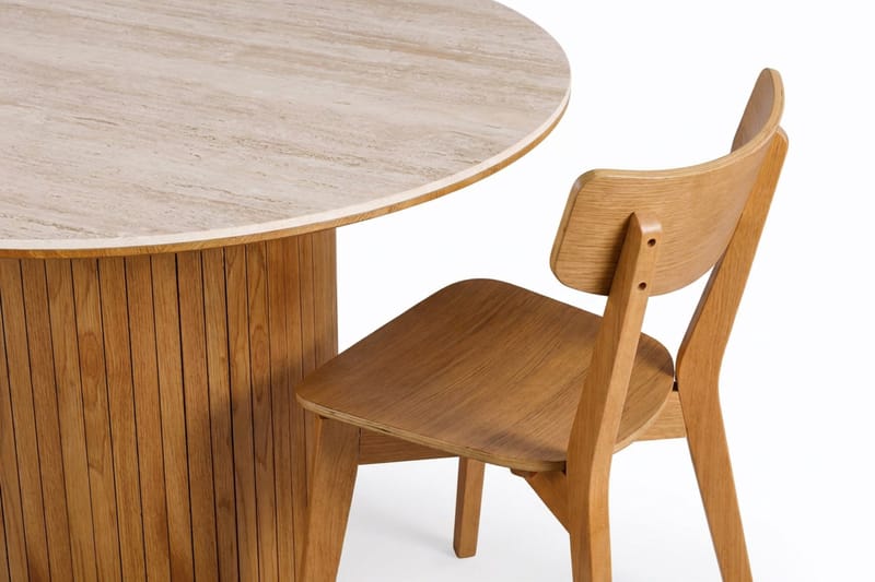 Arvo spisegruppe rund 120 cm eik med 4 Amelia spisestoler - Eik - Møbler - Bord - Spisegruppe