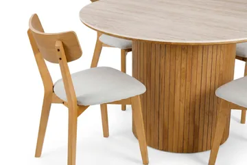 Arvo spisegruppe rund 120 cm eik med 4 Amelia spisestoler med pute - Eik - Møbler - Bord - Spisegruppe