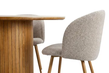 Arvo spisegruppe rund 120 cm eik med 4 Greya spisestoler - Eik/Greige - Møbler - Bord - Spisegruppe