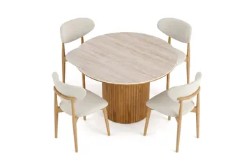 Arvo spisegruppe rund 120 cm eik med 4 Molly spisestoler - Eik - Møbler - Bord - Spisegruppe