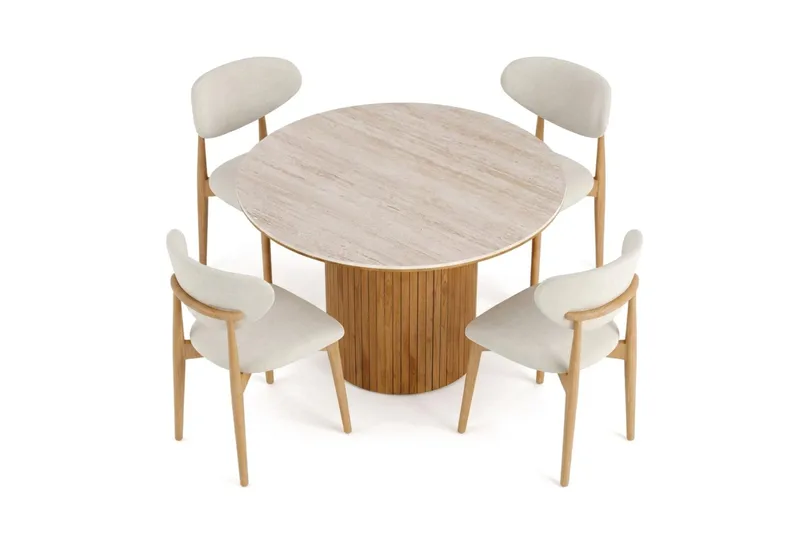 Arvo spisegruppe rund 120 cm eik med 4 Molly spisestoler - Eik - Møbler - Bord - Spisegruppe