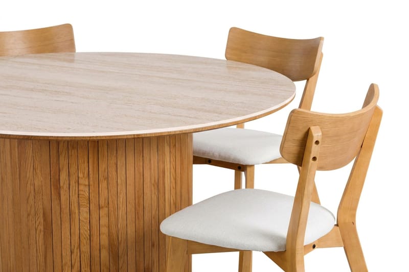 Arvo spisegruppe rund 150 cm eik med 6 Amelia spisestoler med pute - Eik - Møbler - Bord - Spisegruppe