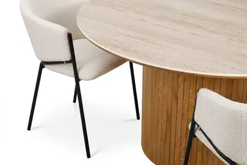Arvo spisegruppe rund 150 cm eik med 6 Filip spisestoler - Eik/Hvit - Møbler - Bord - Spisegruppe