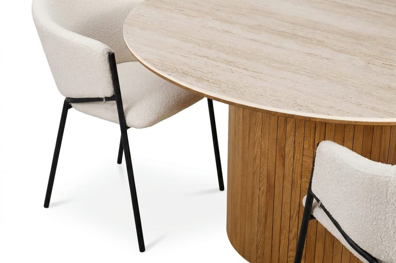 Arvo spisegruppe rund 150 cm eik med 6 Filip spisestoler - Eik/Hvit - Møbler - Bord - Spisegruppe