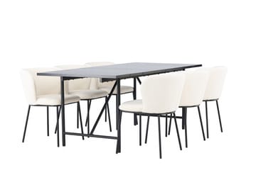 Astrid Matgruppe 200 cm Rektangulær med 6 Edina Stoler - Svart - Møbler - Bord - Spisegruppe