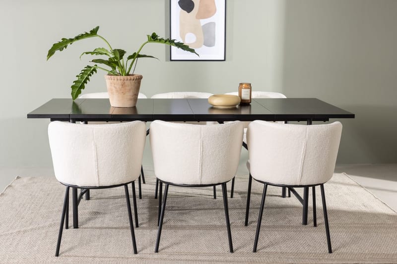 Astrid Spisebord 90 cm med 6 Edina Spisestoler