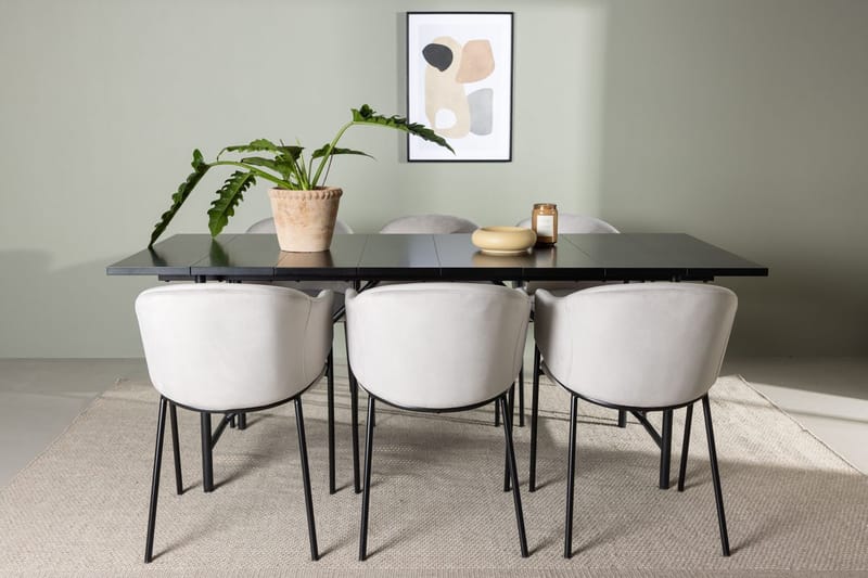 Astrid spisebord 90 cm med 6 Evelina armstoler
