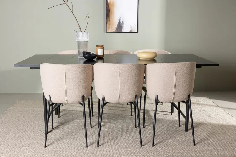Astrid Spisebord 90 cm med 6 Modesto Spisestoler