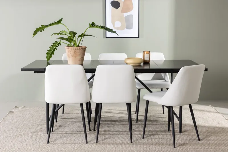 Astrid spisebord 90 cm med 6 Night spisestoler