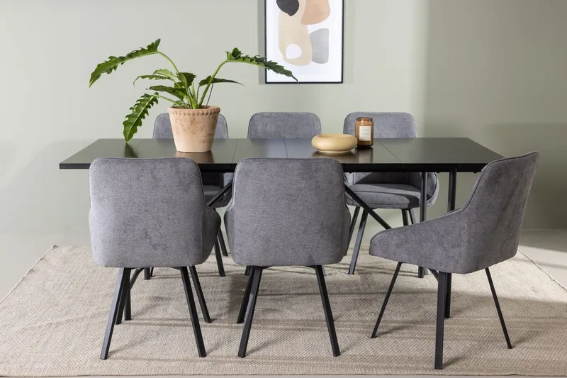 Astrid spisebord 90 cm med 6 Rosie spisestoler