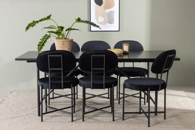 Astrid spisebord 90 cm med 6 Stella spisestoler