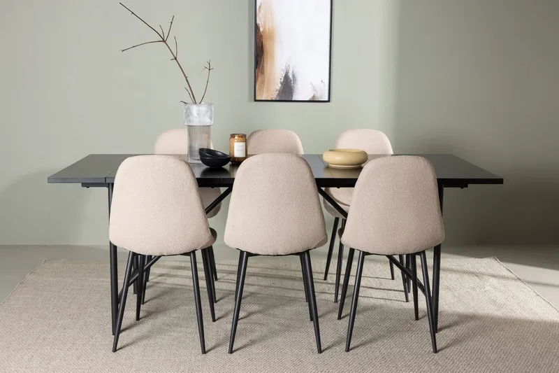 Astrid spisebord 90 cm med 6 Polar spisestoler