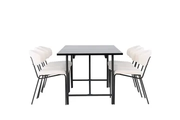 Astrid Spisegruppe 200 cm Rektangulær med 6 Chico Stoler - Sort - Møbler - Bord - Spisegruppe