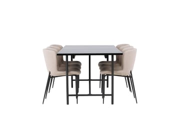 Astrid Spisegruppe 200 cm Rektangulær med 6 Modesto Stoler - Beige - Møbler - Bord - Spisegruppe