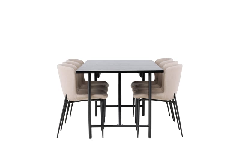 Astrid Spisegruppe 200 cm Rektangulær med 6 Modesto Stoler - Beige - Møbler - Bord - Spisegruppe