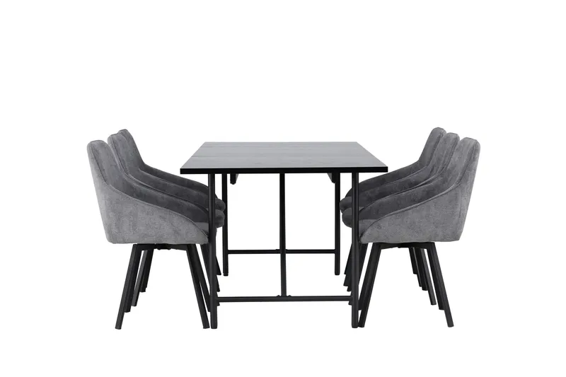 Astrid Spisegruppe 200 cm Rektangulær med 6 Rosie Stoler - Sort - Møbler - Bord - Spisegruppe