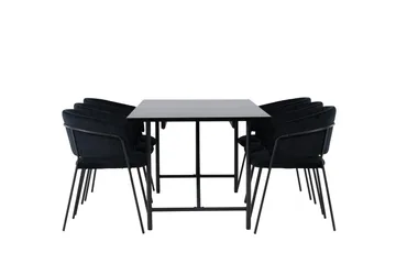 Astrid Spisegruppe 200 cm Rektangulær med 6 Selma Stoler - Sort - Møbler - Bord - Spisegruppe