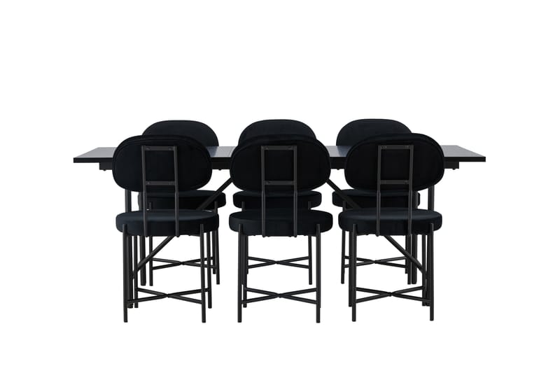 Astrid Spisegruppe 200 cm Rektangulær med 6 Stella Stoler, Sort