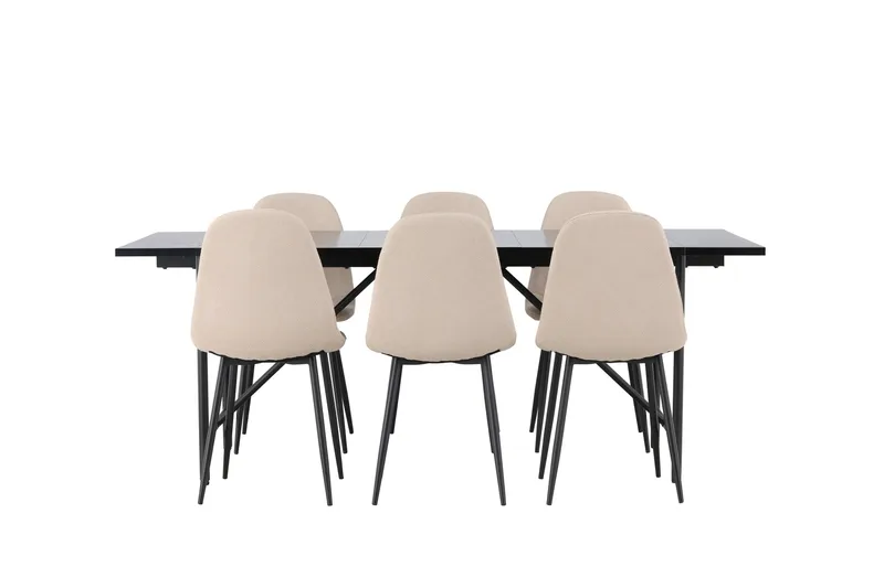 Astrid Spisegruppe 200 cm Rektangulær med 6 Polar Stoler, Beige