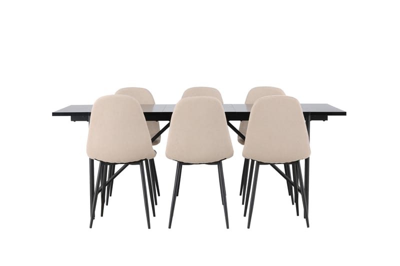 Astrid Spisegruppe 200 cm Rektangulær med 6 Polar Stoler, Beige