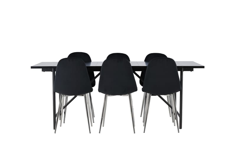 Astrid Spisegruppe 200 cm Rektangulær med 6 Polar Stoler, Sort