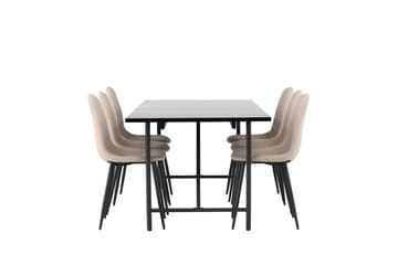 Astrid Spisegruppe 200 cm Rektangulær med 6 Polar Stoler - Beige - Møbler - Bord - Spisegruppe