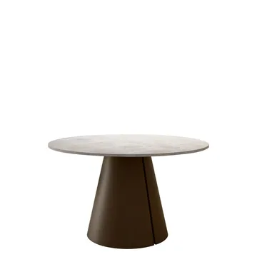 Aurion Rundt Uttrekkbart Spisebord 100–176 cm - beige travertin og kobber - Møbler - Bord - Spisebord & kjøkkenbord