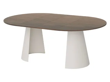 Aurion Rundt Uttrekkbart Spisebord 100–176 cm - beige travertin og matt svart - Møbler - Bord - Spisebord & kjøkkenbord