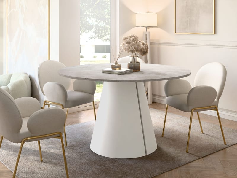Aurion Rundt Uttrekkbart Spisebord 100–176 cm - beige travertin - Møbler - Bord - Spisebord & kjøkkenbord