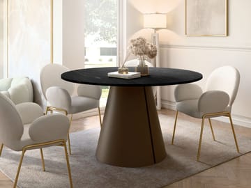 Aurion Rundt Uttrekkbart Spisebord 100–176 cm - svart marmor og kobber - Møbler - Bord - Marmorbord