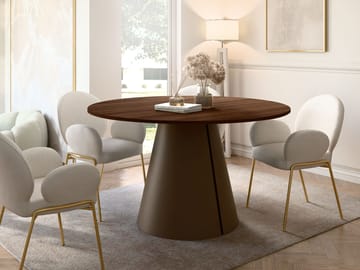 Aurion Rundt Uttrekkbart Spisebord 120–196 cm - brun og kobber - Møbler - Bord - Spisebord & kjøkkenbord