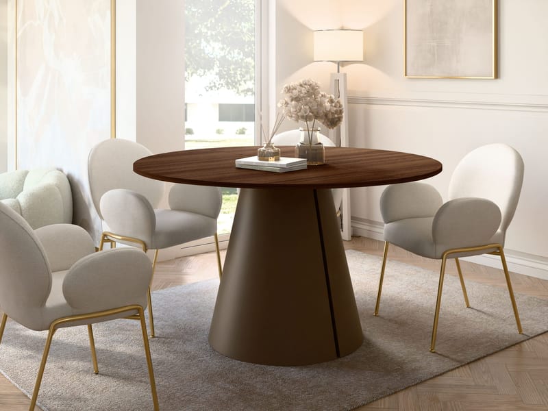 Aurion Rundt Uttrekkbart Spisebord 120–196 cm - brun og kobber - Møbler - Bord - Spisebord & kjøkkenbord