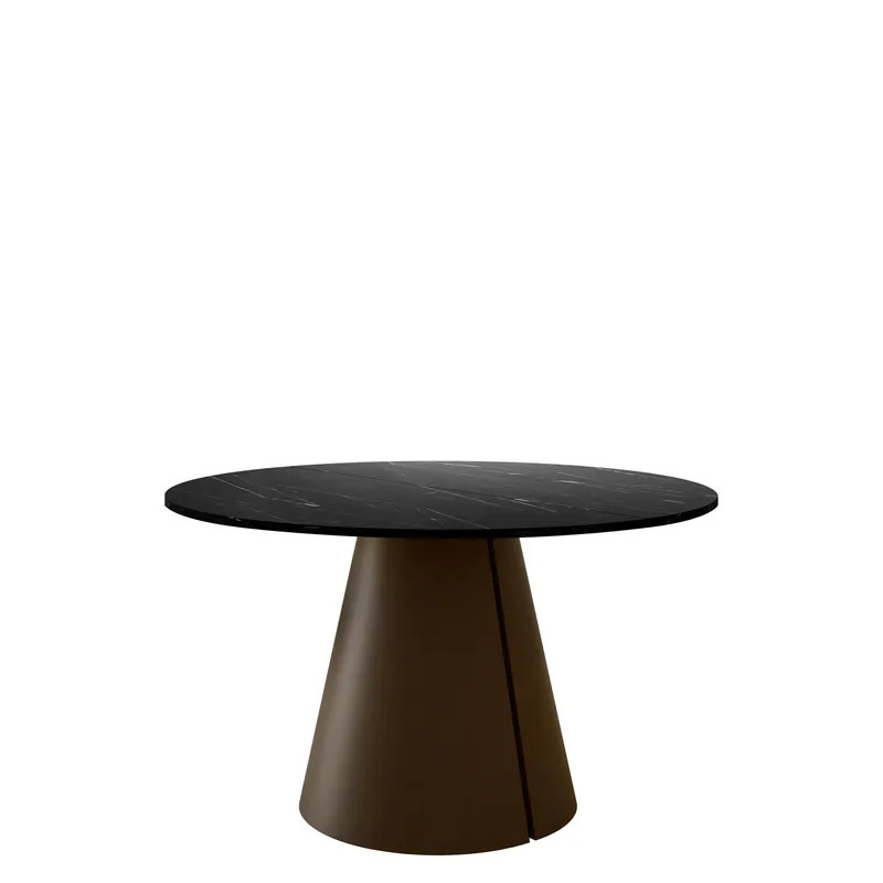 Aurion Rundt Uttrekkbart Spisebord 120–196 cm, svart marmor/kobber