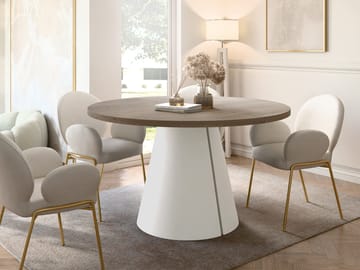 Aurion Spisebord rundt uttrekkbart 100-174 cm - beige, lysebrun - Møbler - Bord - Spisebord & kjøkkenbord