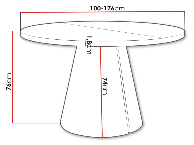 Aurion Spisebord rundt uttrekkbart 100-174 cm - Svart, brun - Møbler - Bord - Spisebord & kjøkkenbord