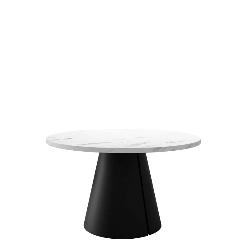 Aurion Spisebord rundt uttrekkbart 100-174 cm, Svart, hvit marmor
