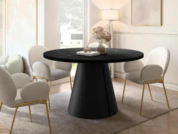Aurion Spisebord rundt uttrekkbart 100-174 cm - Svart marmor - Møbler - Bord - Spisebord & kjøkkenbord
