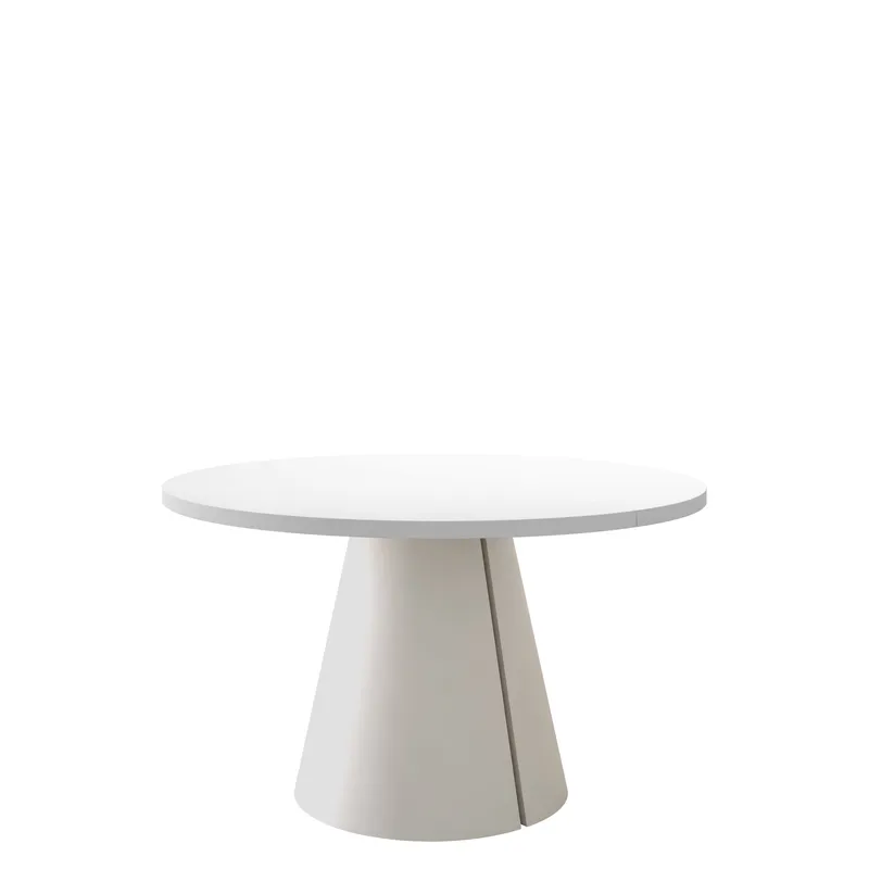 Aurion Spisebord rundt uttrekkbart 120-196 cm, beige, hvit