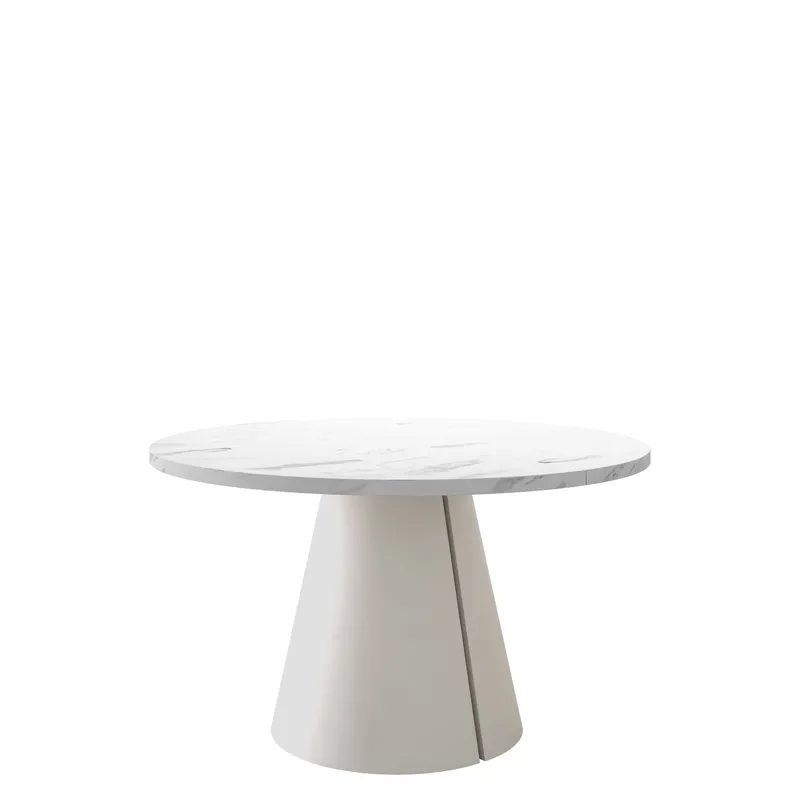 Aurion Spisebord rundt uttrekkbart 120-196 cm, beige, hvit