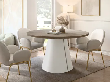Aurion Spisebord rundt uttrekkbart 120-196 cm - beige, lysebrun - Møbler - Bord - Spisebord & kjøkkenbord